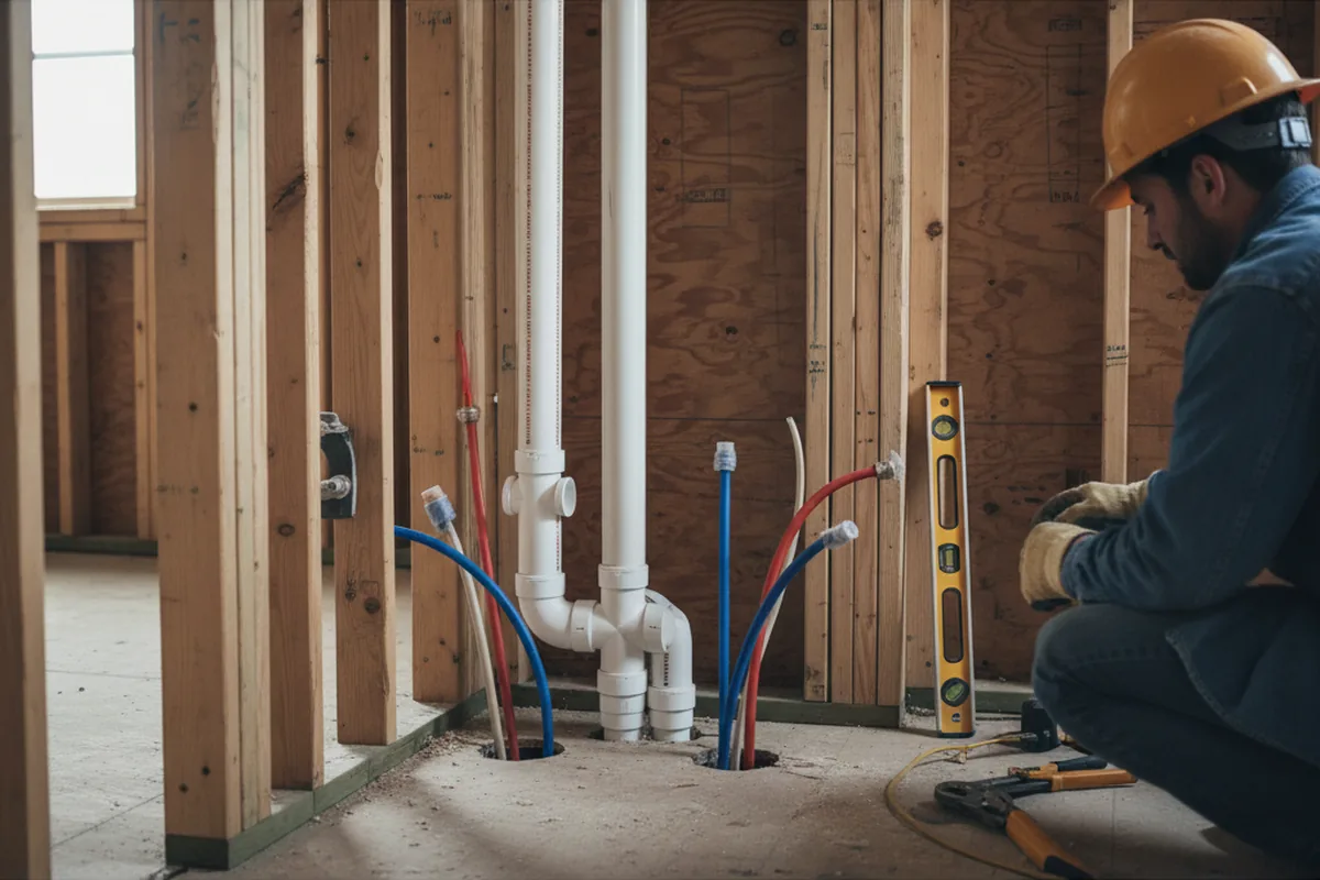 Drain and supply rough-in during Leak Detection in Moorcroft